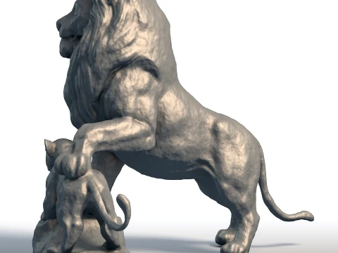 Lion King Sculpture - Majestic Big Cat Statue - Royal Animal Bust for 3D Printing 3D Print Model