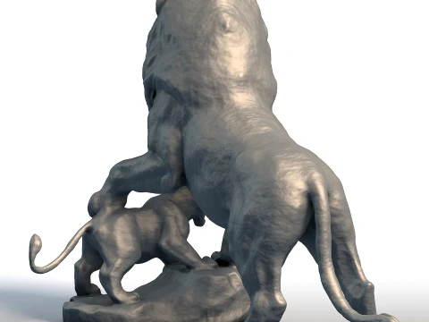 Lion King Sculpture - Majestic Big Cat Statue - Royal Animal Bust for 3D Printing 3D Print Model