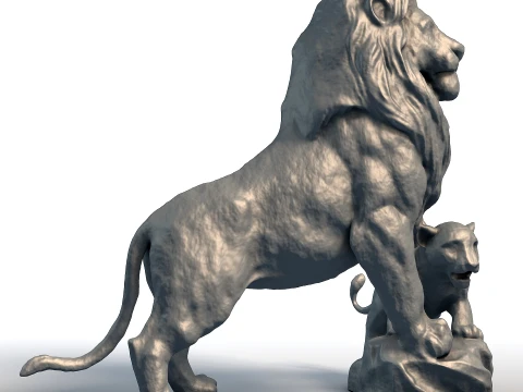 Lion King Sculpture - Majestic Big Cat Statue - Royal Animal Bust for 3D Printing 3D Print Model