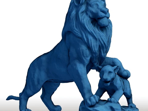 Lion King Sculpture - Majestic Big Cat Statue - Royal Animal Bust for 3D Printing 3D Print Model