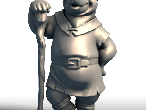 K&uuml;&ccedil;&uuml;k John Heykeli Robin Hoods Sadık Yoldaş Neşeli Adam Karakteri 3D Baskı Modeli