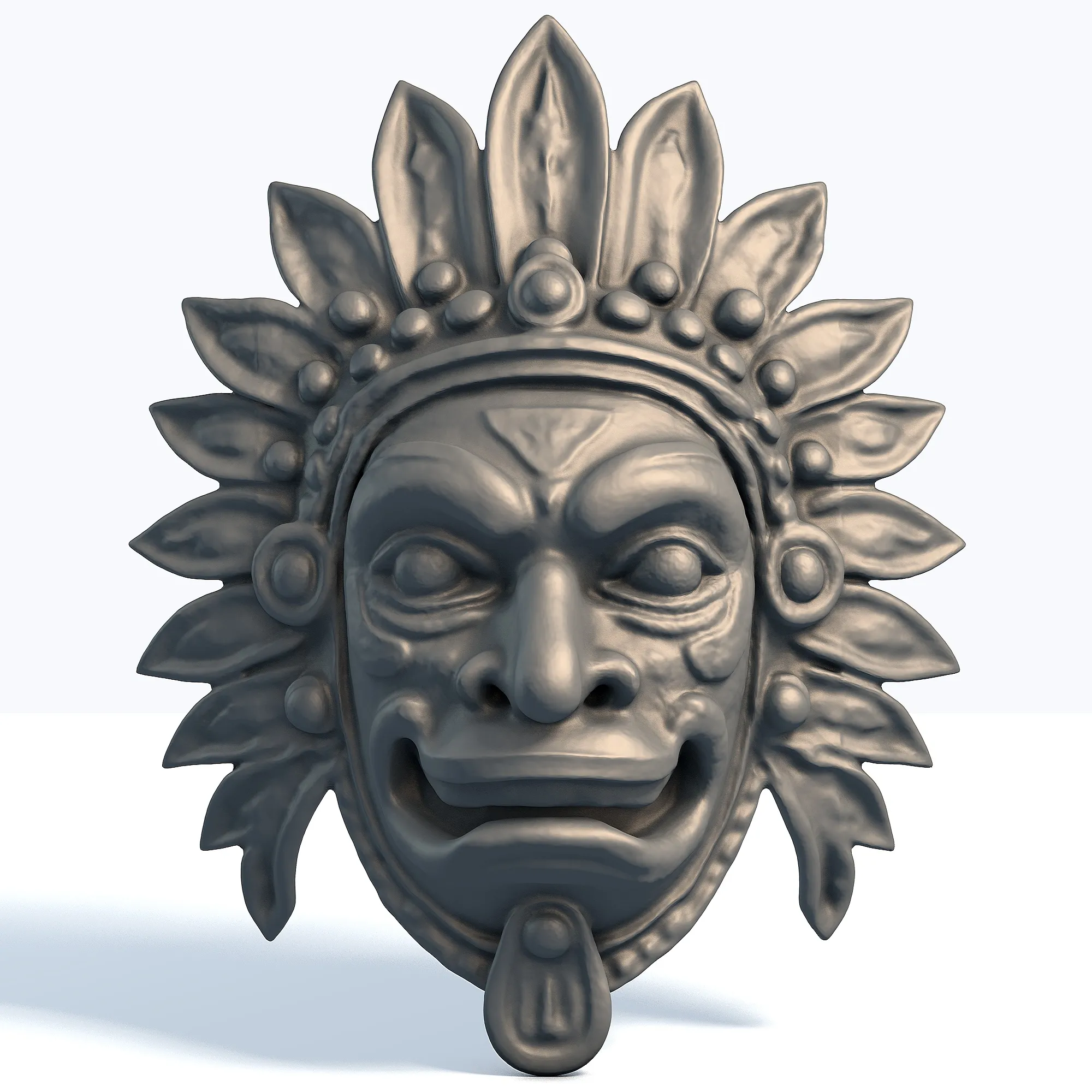 Maya Ceremonial Mask - Ancient Tribal Artifact - Printable Cultural Sculpture 3D Print Model .c4d .max .obj .3ds .fbx .stl .blend 