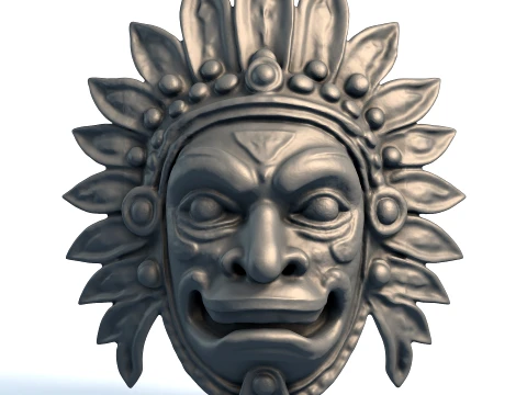 Maya T&ouml;ren Maskesi - Antik Kabile Eseri - Yazdırılabilir K&uuml;lt&uuml;rel Heykel 3D Baskı Modeli