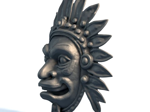 Maya Ceremonial Mask - Ancient Tribal Artifact - Printable Cultural Sculpture 3D Print Model