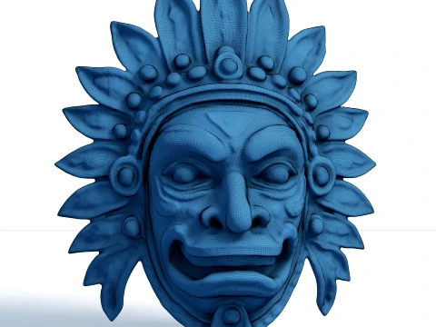 Maya Ceremonial Mask - Ancient Tribal Artifact - Printable Cultural Sculpture 3D Print Model