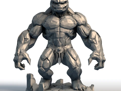 Culturista cabeza de calabaza - Figura muscular Low Poly - Escultura de fitness de Halloween Modelo de impresión 3D