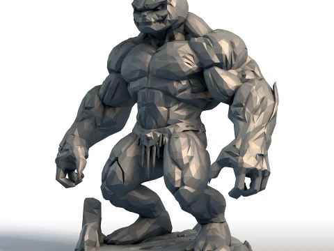 Pumpkin Head Bodybuilder - Muscular Figurine Low Poly - Halloween Fitness Sculpture 3D Print Model