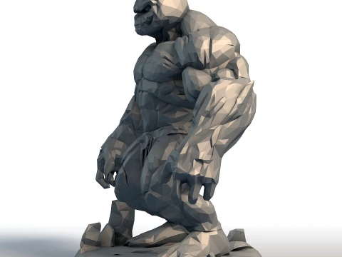 Pumpkin Head Bodybuilder - Muscular Figurine Low Poly - Halloween Fitness Sculpture 3D Print Model