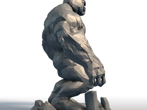 Pumpkin Head Bodybuilder - Muscular Figurine Low Poly - Halloween Fitness Sculpture 3D Print Model