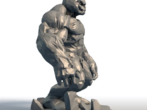 Pumpkin Head Bodybuilder - Muscular Figurine Low Poly - Halloween Fitness Sculpture 3D Print Model