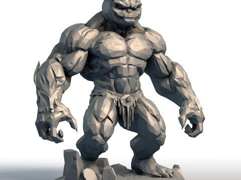Pumpkin Head Bodybuilder - Muscular Figurine Low Poly - Halloween Fitness Sculpture 3D Print Model
