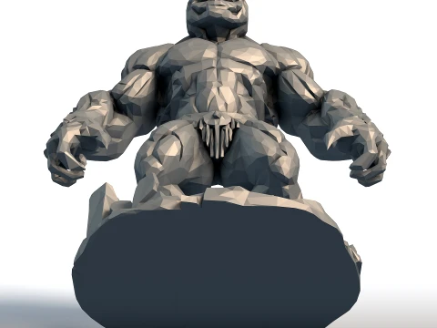 Pumpkin Head Bodybuilder - Muscular Figurine Low Poly - Halloween Fitness Sculpture 3D Print Model