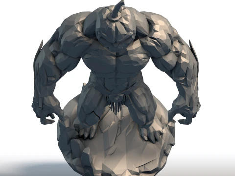 Pumpkin Head Bodybuilder - Muscular Figurine Low Poly - Halloween Fitness Sculpture 3D Print Model