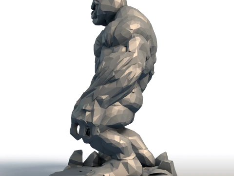 Pumpkin Head Bodybuilder - Muscular Figurine Low Poly - Halloween Fitness Sculpture 3D Print Model