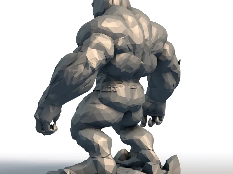 Pumpkin Head Bodybuilder - Muscular Figurine Low Poly - Halloween Fitness Sculpture 3D Print Model