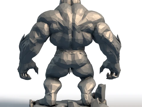 Pumpkin Head Bodybuilder - Muscular Figurine Low Poly - Halloween Fitness Sculpture 3D Print Model