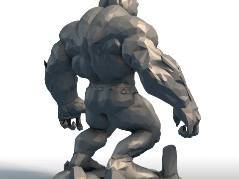 Pumpkin Head Bodybuilder - Muscular Figurine Low Poly - Halloween Fitness Sculpture 3D Print Model