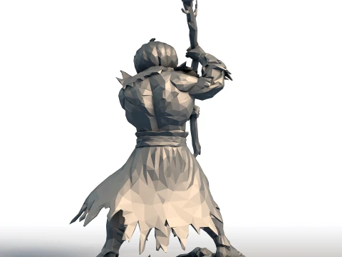 Pumpkin Head Reaper - Muscular Scythe Warrior Low Poly - Halloween Fantasy Figurine 3D Print Model