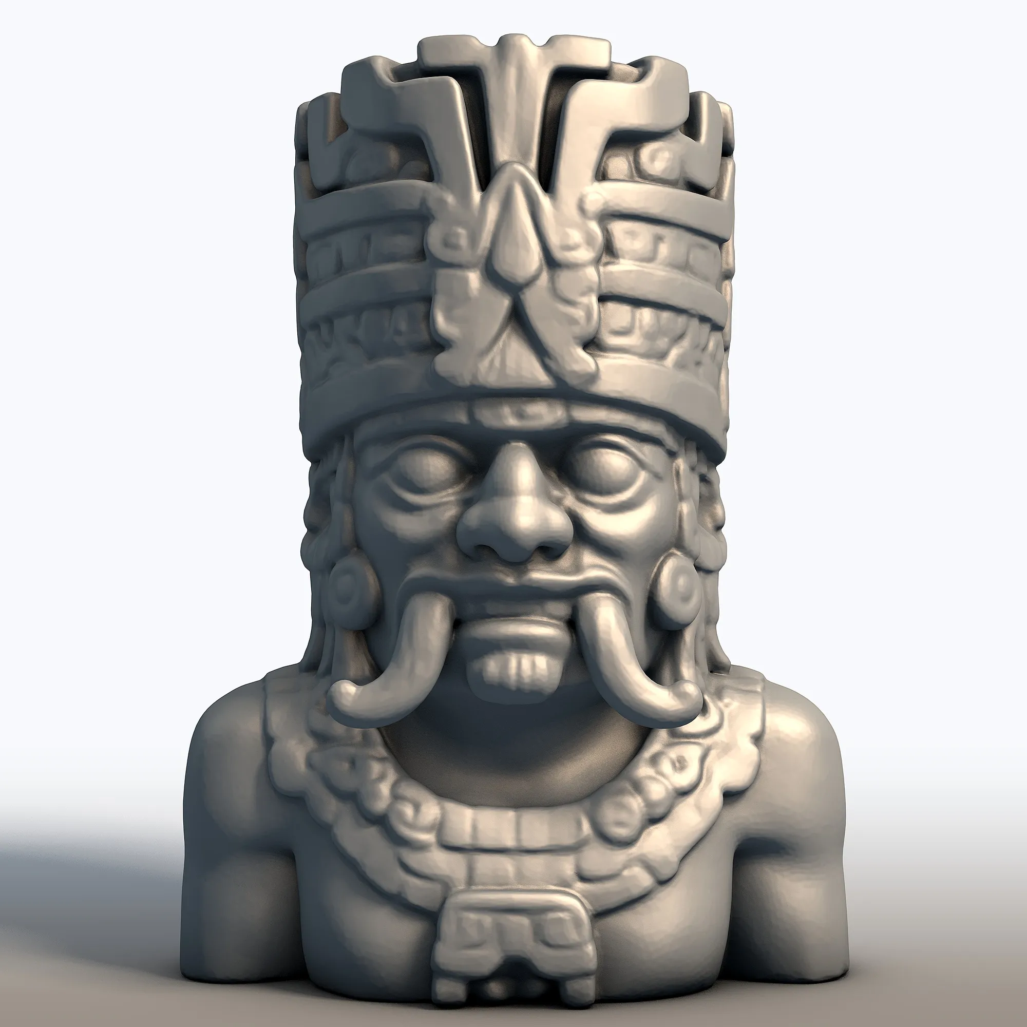 Tlaloc Aztec God Bust Deity of Rain Thunder Mesoamerican Storm Sculpture 3D Print Model .c4d .max .obj .3ds .fbx .stl .blend 
