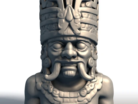 Tlaloc aztekische Gottb&uuml;ste, Gottheit des Regens, Donner, mesoamerikanische Sturmskulptur 3D Druckmodell