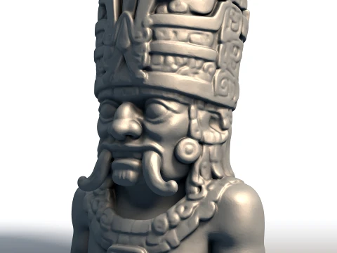Tlaloc Aztec God Bust Deity of Rain Thunder Mesoamerican Storm Sculpture 3D Print Model