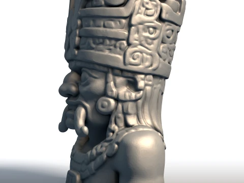 Tlaloc Aztec God Bust Deity of Rain Thunder Mesoamerican Storm Sculpture 3D Print Model
