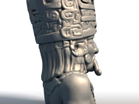 Tlaloc Aztec God Bust Deity of Rain Thunder Mesoamerican Storm Sculpture 3D Print Model