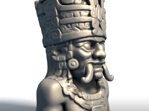 Tlaloc Aztec God Bust Deity of Rain Thunder Mesoamerican Storm Sculpture 3D Print Model