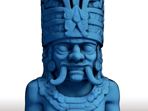 Tlaloc Aztec God Bust Deity of Rain Thunder Mesoamerican Storm Sculpture 3D Print Model