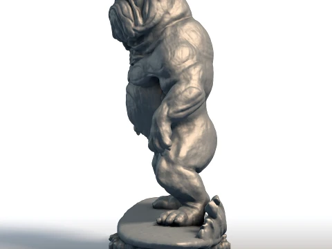 Wooden Bulldog Surfer Sculpture - Beach Dog Decor - Surfing Mascot Statue 3D Print Model