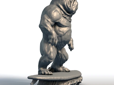 Wooden Bulldog Surfer Sculpture - Beach Dog Decor - Surfing Mascot Statue 3D Print Model