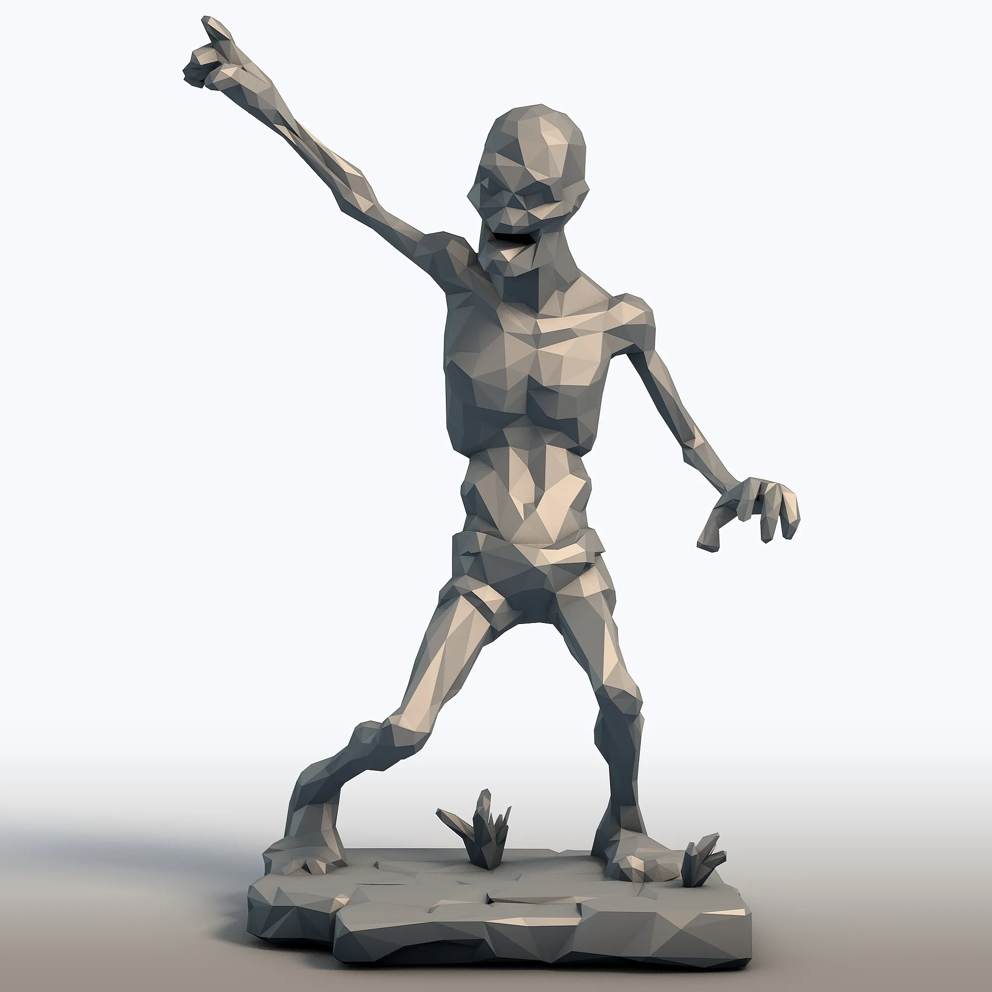 低ポリゾンビ - 幾何学的なアンデッド彫刻 - 印刷可能なホラーモデル 3Dプリントモデル .c4d .max .obj .3ds .fbx .stl .blend