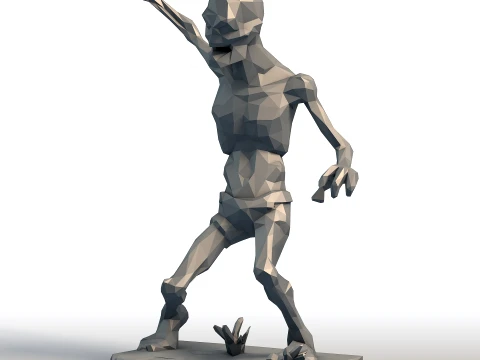 低ポリゾンビ - 幾何学的なアンデッド彫刻 - 印刷可能なホラーモデル 3Dプリントモデル