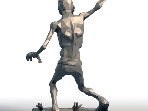 低ポリゾンビ - 幾何学的なアンデッド彫刻 - 印刷可能なホラーモデル 3Dプリントモデル