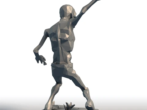 低ポリゾンビ - 幾何学的なアンデッド彫刻 - 印刷可能なホラーモデル 3Dプリントモデル