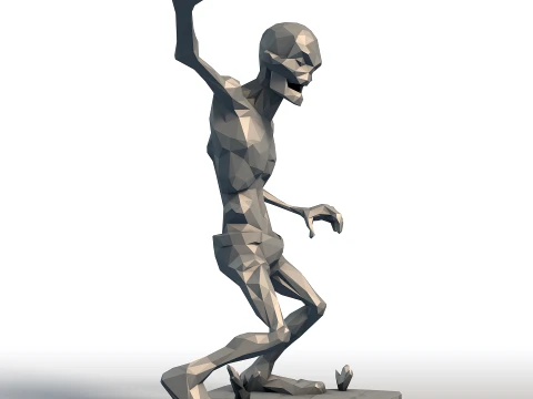 低ポリゾンビ - 幾何学的なアンデッド彫刻 - 印刷可能なホラーモデル 3Dプリントモデル