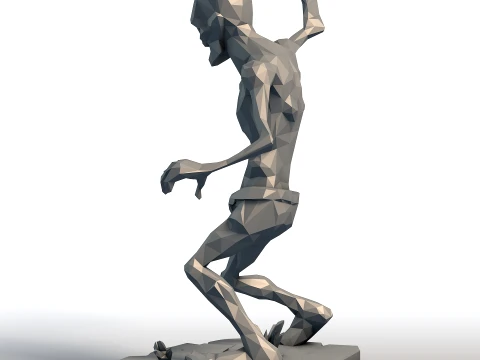 低ポリゾンビ - 幾何学的なアンデッド彫刻 - 印刷可能なホラーモデル 3Dプリントモデル
