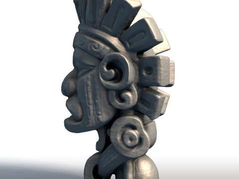 Aztec Mask Bust Sculpture Ancient Tribal Artifact Mesoamerican Deity Wall Art 3D Print Model