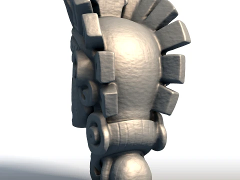 Aztec Mask Bust Sculpture Ancient Tribal Artifact Mesoamerican Deity Wall Art 3D Print Model