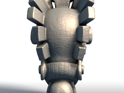 Aztec Mask Bust Sculpture Ancient Tribal Artifact Mesoamerican Deity Wall Art 3D Print Model