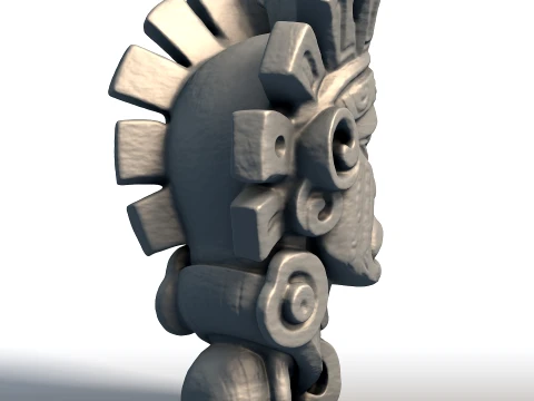 Aztec Mask Bust Sculpture Ancient Tribal Artifact Mesoamerican Deity Wall Art 3D Print Model