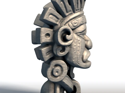 Aztec Mask Bust Sculpture Ancient Tribal Artifact Mesoamerican Deity Wall Art 3D Print Model