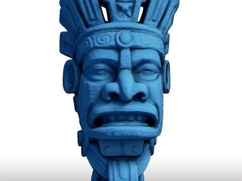 Aztec Mask Bust Sculpture Ancient Tribal Artifact Mesoamerican Deity Wall Art 3D Print Model