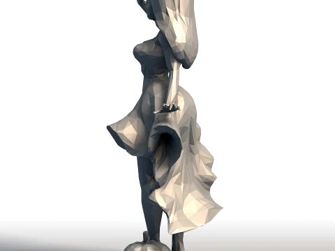 Strega impertinente con zucca Giocosa scultura di Halloween Strega stravagante in abito da zucca Modello di stampa 3D