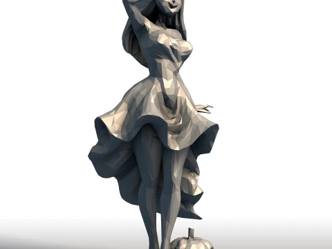 Strega impertinente con zucca Giocosa scultura di Halloween Strega stravagante in abito da zucca Modello di stampa 3D