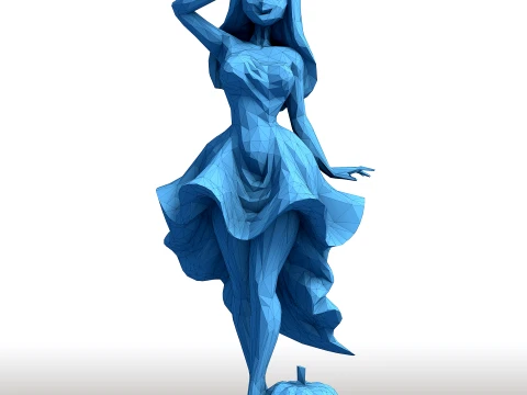 Strega impertinente con zucca Giocosa scultura di Halloween Strega stravagante in abito da zucca Modello di stampa 3D