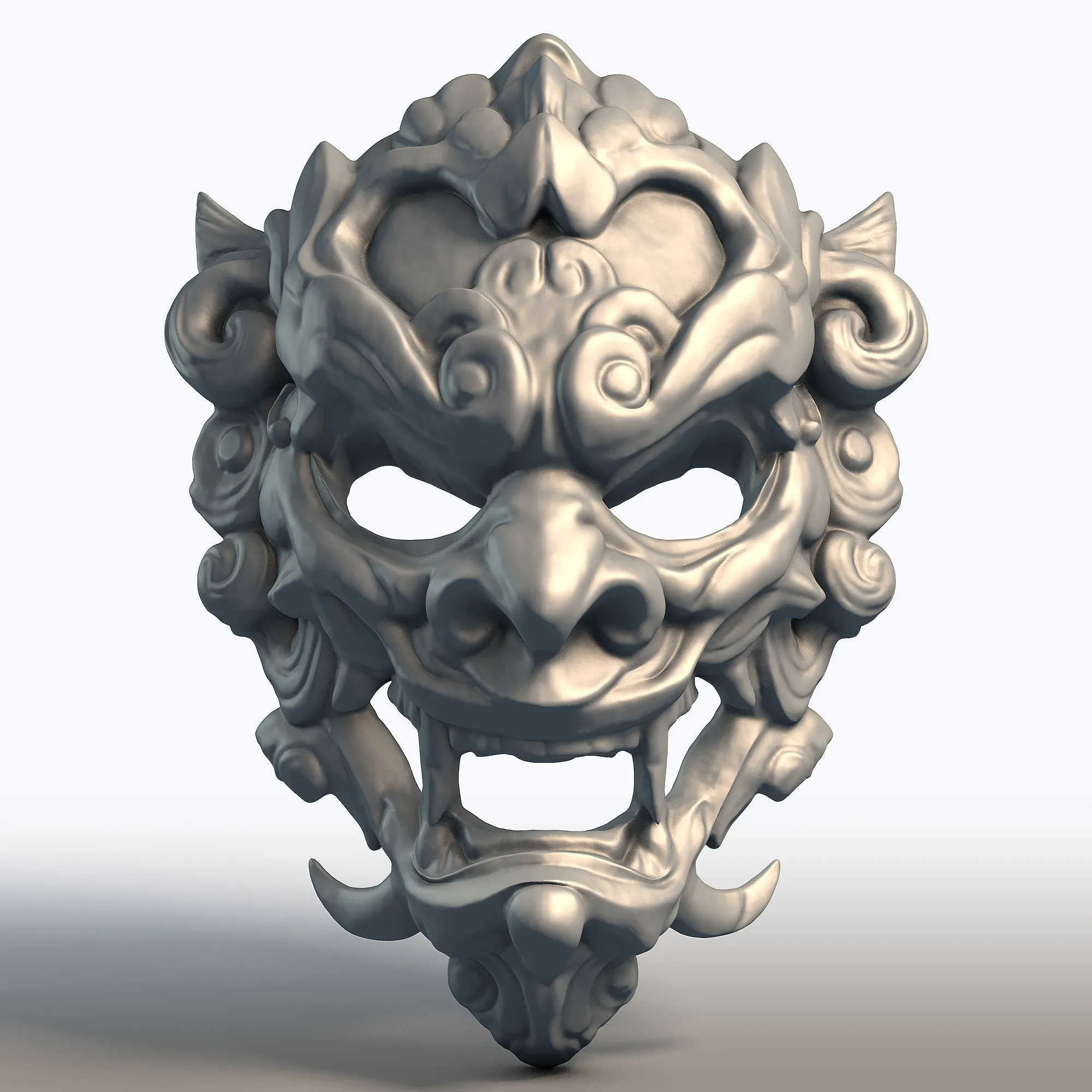 Indonesian Mask Wall Art Balinese Javanese Traditional Mask Hand-Carved Style Cultural Home 3D Print Model .c4d .max .obj .3ds .fbx .stl .blend 