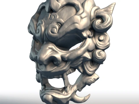 Indonesian Mask Wall Art Balinese Javanese Traditional Mask Hand-Carved Style Cultural Home 3D Print Model