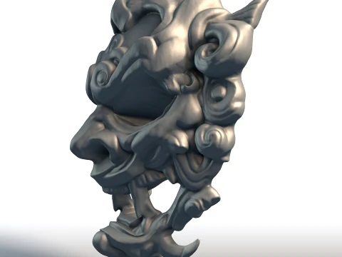 Indonesian Mask Wall Art Balinese Javanese Traditional Mask Hand-Carved Style Cultural Home 3D Print Model