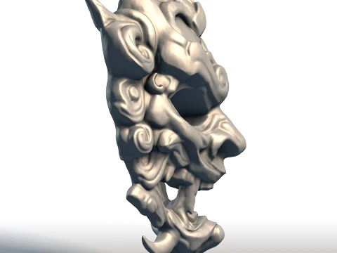 Indonesian Mask Wall Art Balinese Javanese Traditional Mask Hand-Carved Style Cultural Home 3D Print Model